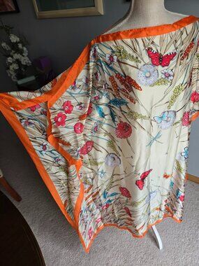 Floral design tunic dress with rhinestones, Beach cover-up, Boho summer dress